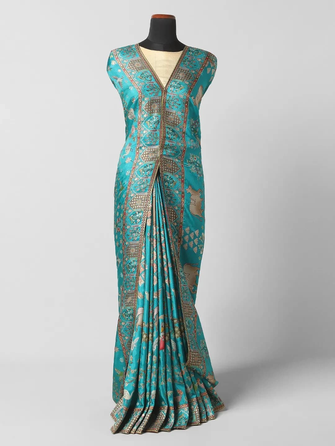 Munga Crape, Banarsi Printed - Blue Colour QA255039