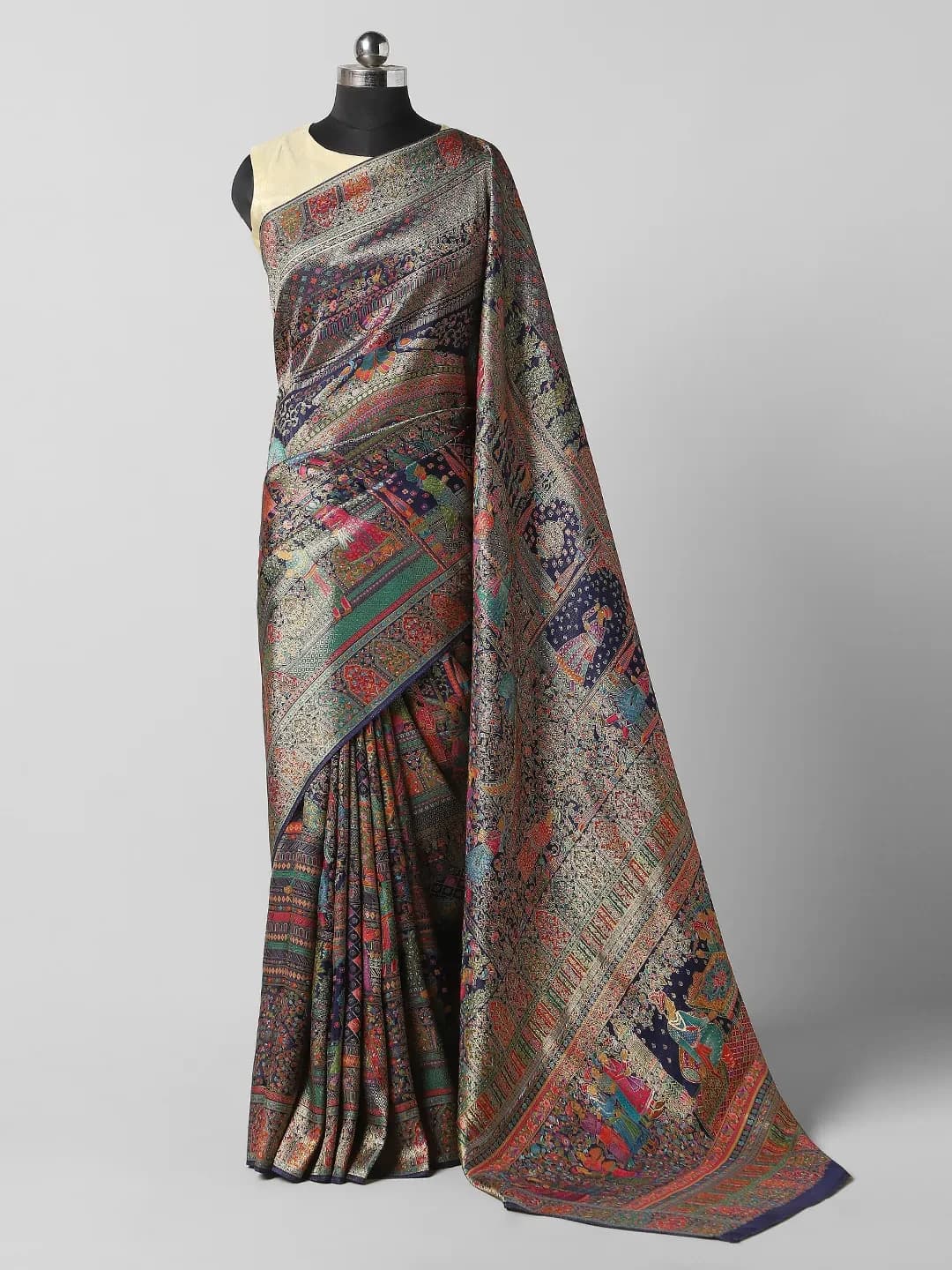 Pashmina - Banarasi Saree -Navy Blue Colour QA255417