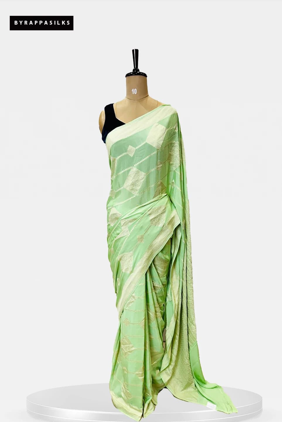 Kadhi Georgette Crape Light Green & Gold Saree QA208557