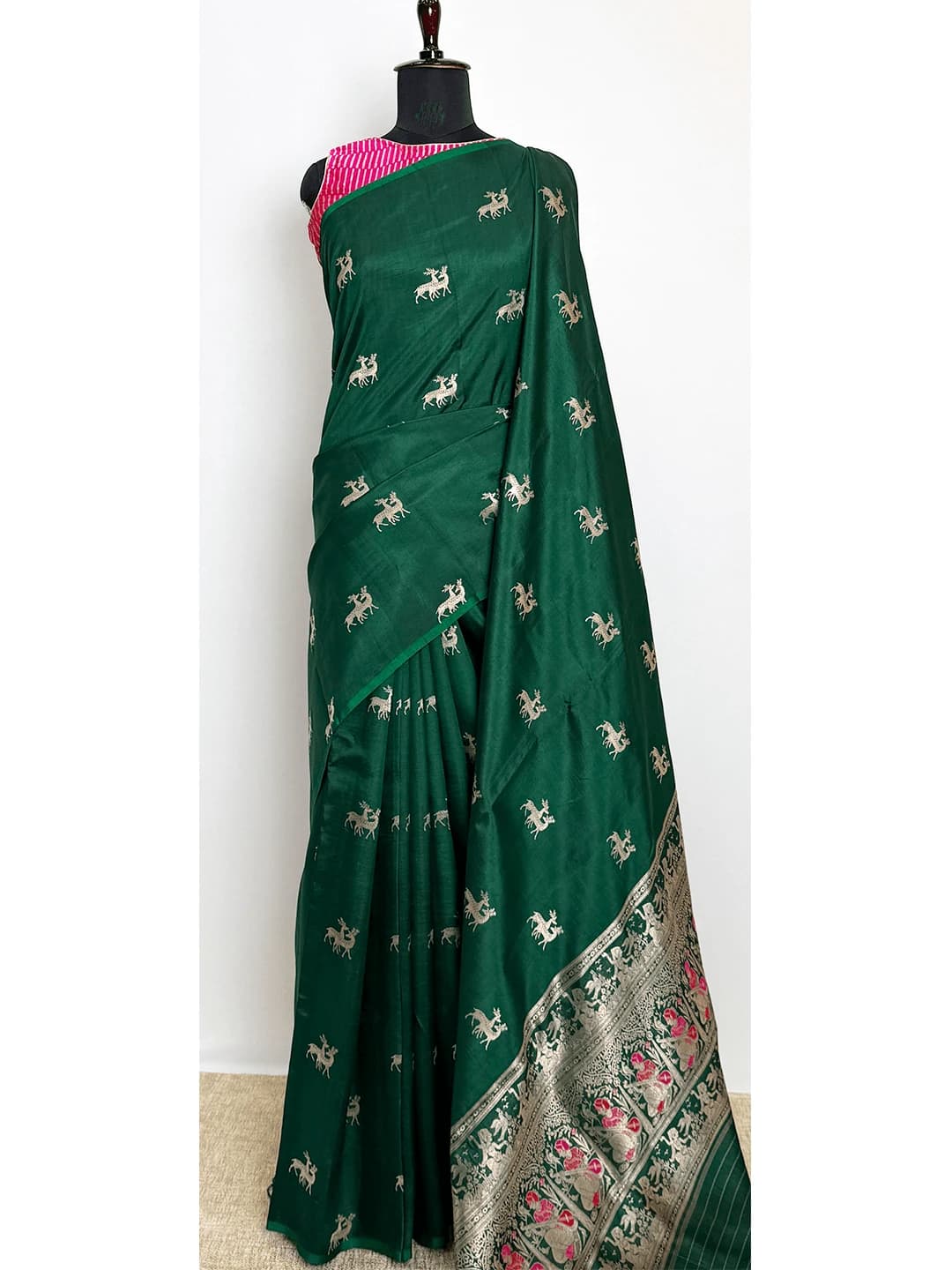 Pure Silk Khatan Saree - Green Colour - QS209283