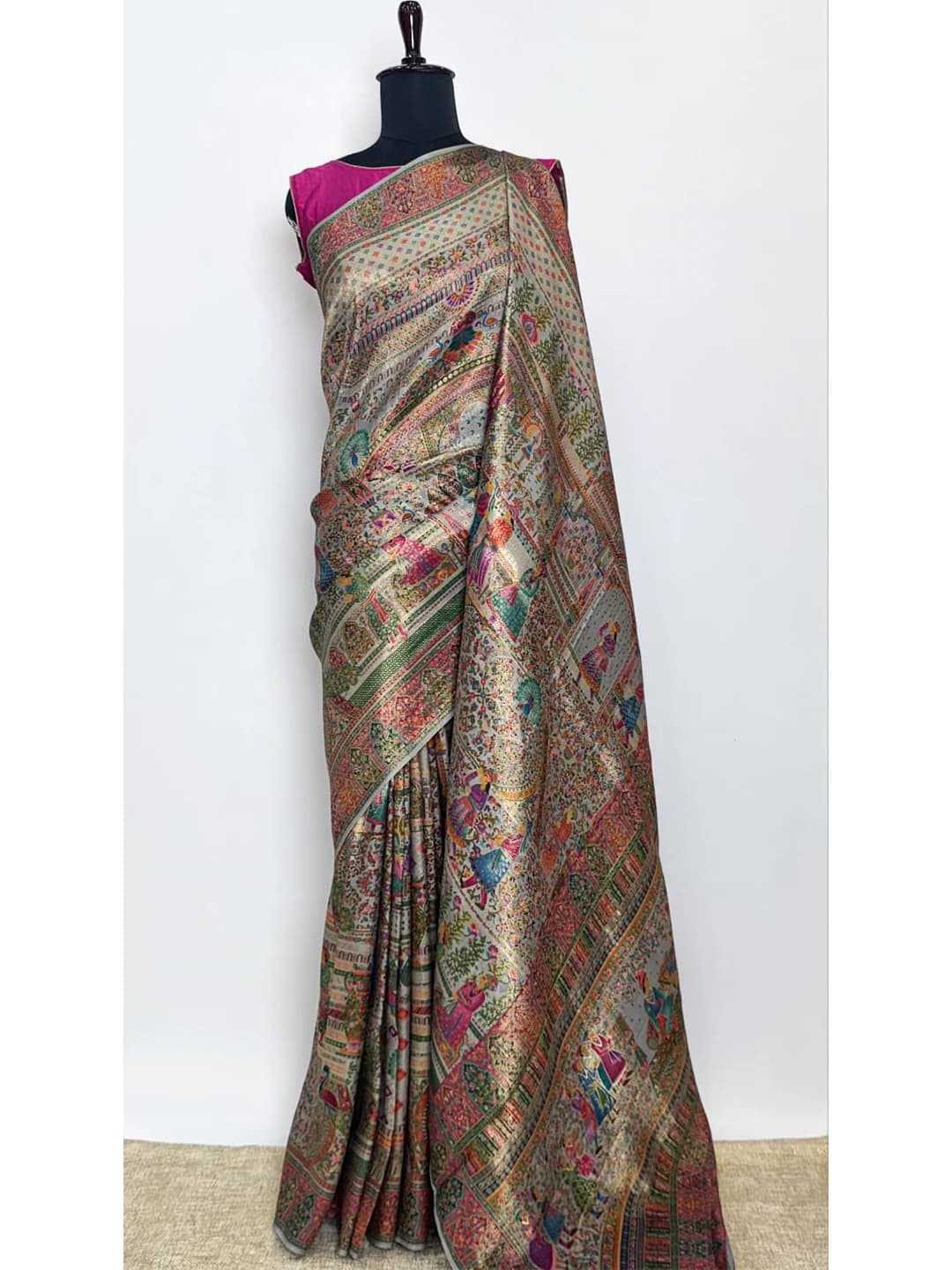 Pashmina - Banarasi Saree -Shade Of Gray Colour QS209247