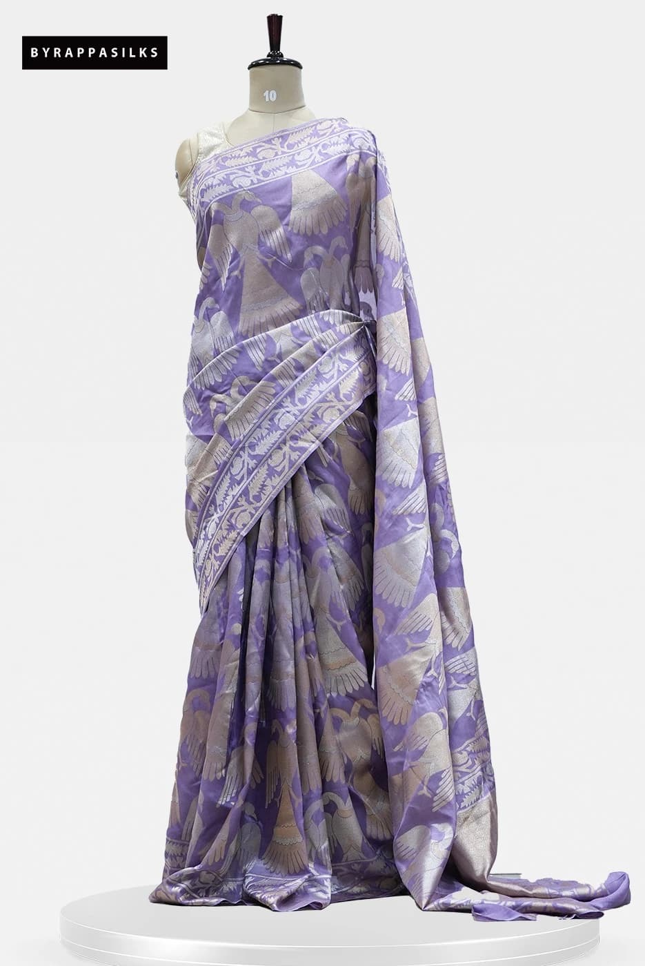 Georgette Gandaberunda Lavender Mauve Saree QS272445