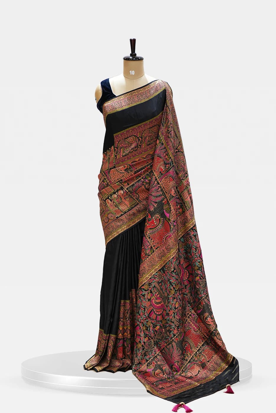 Kalamkari Silk Saree Exquisite Black QS254555