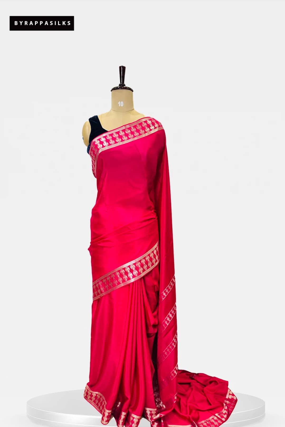 Pure Mysore Silk Pink Saree With Silver Zari Border QS273801