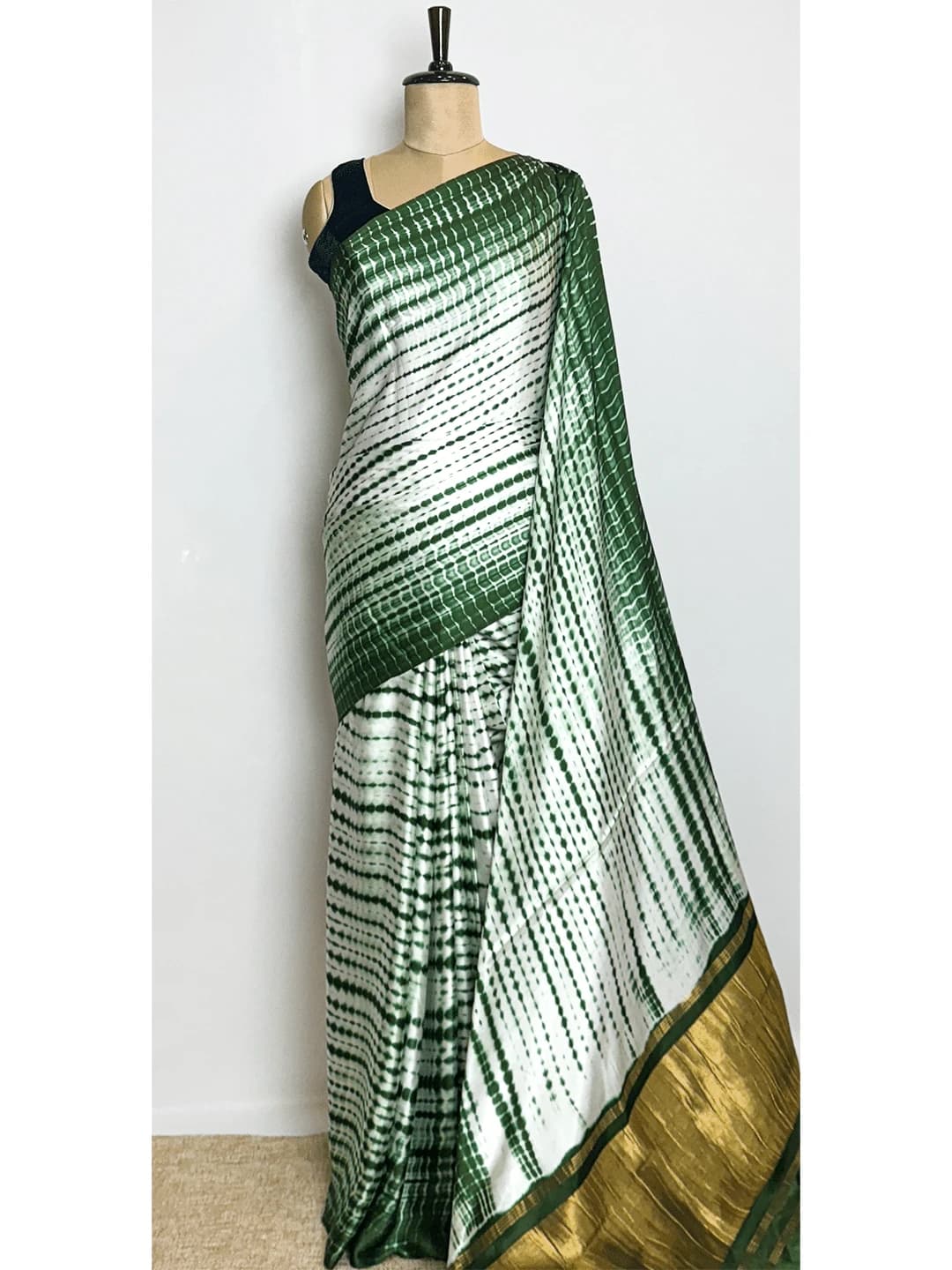Satin Saree - Green Colour - QS201217