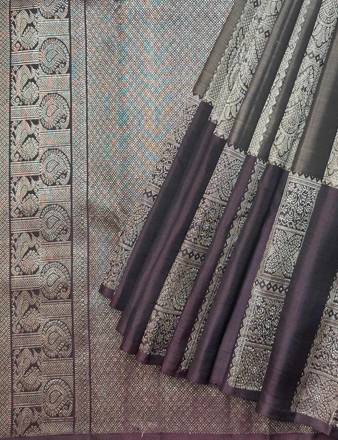 Kanchipuram Silk Saree - Black saree QS207742