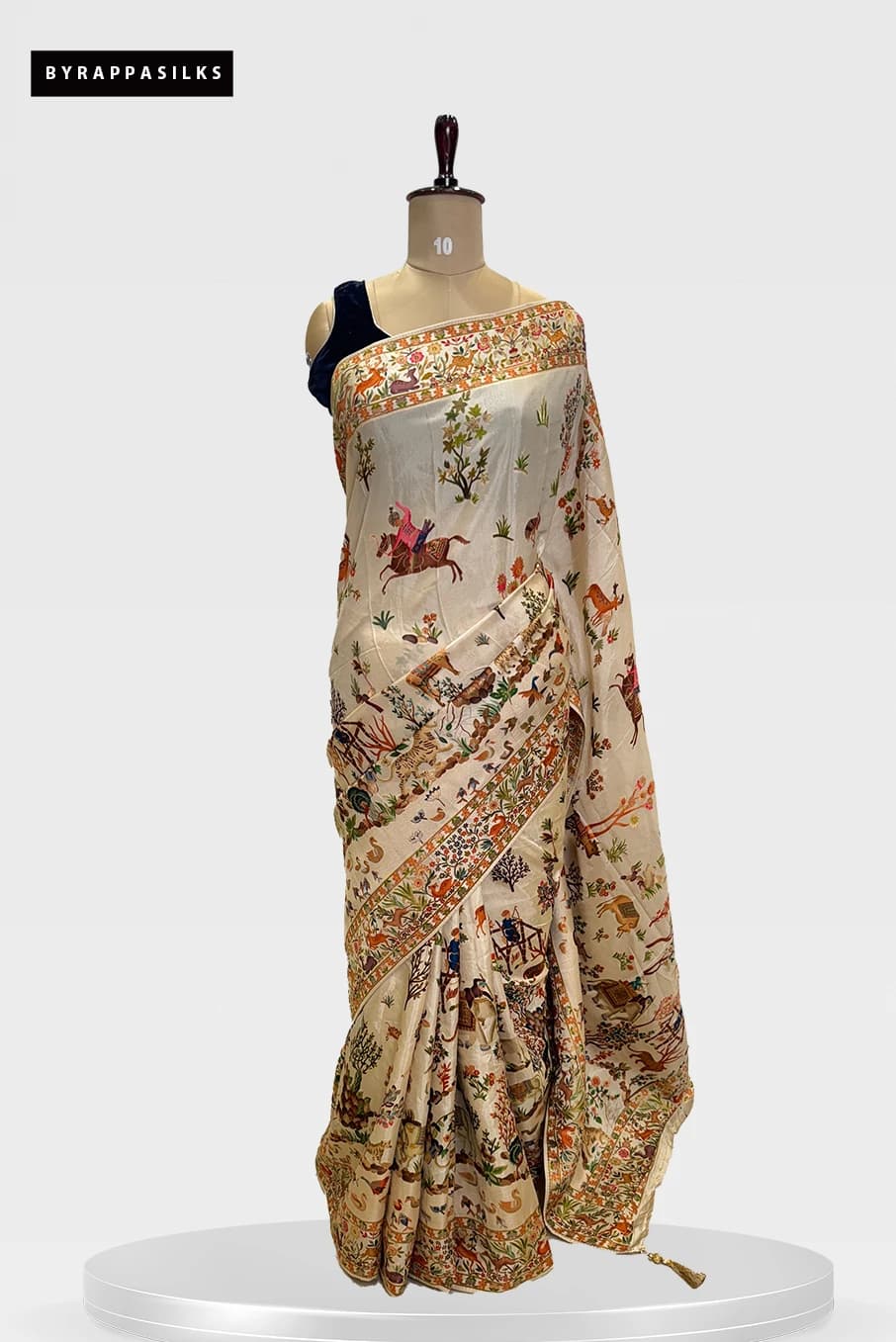 Munga Crape Saree Cream Colour - QS275988